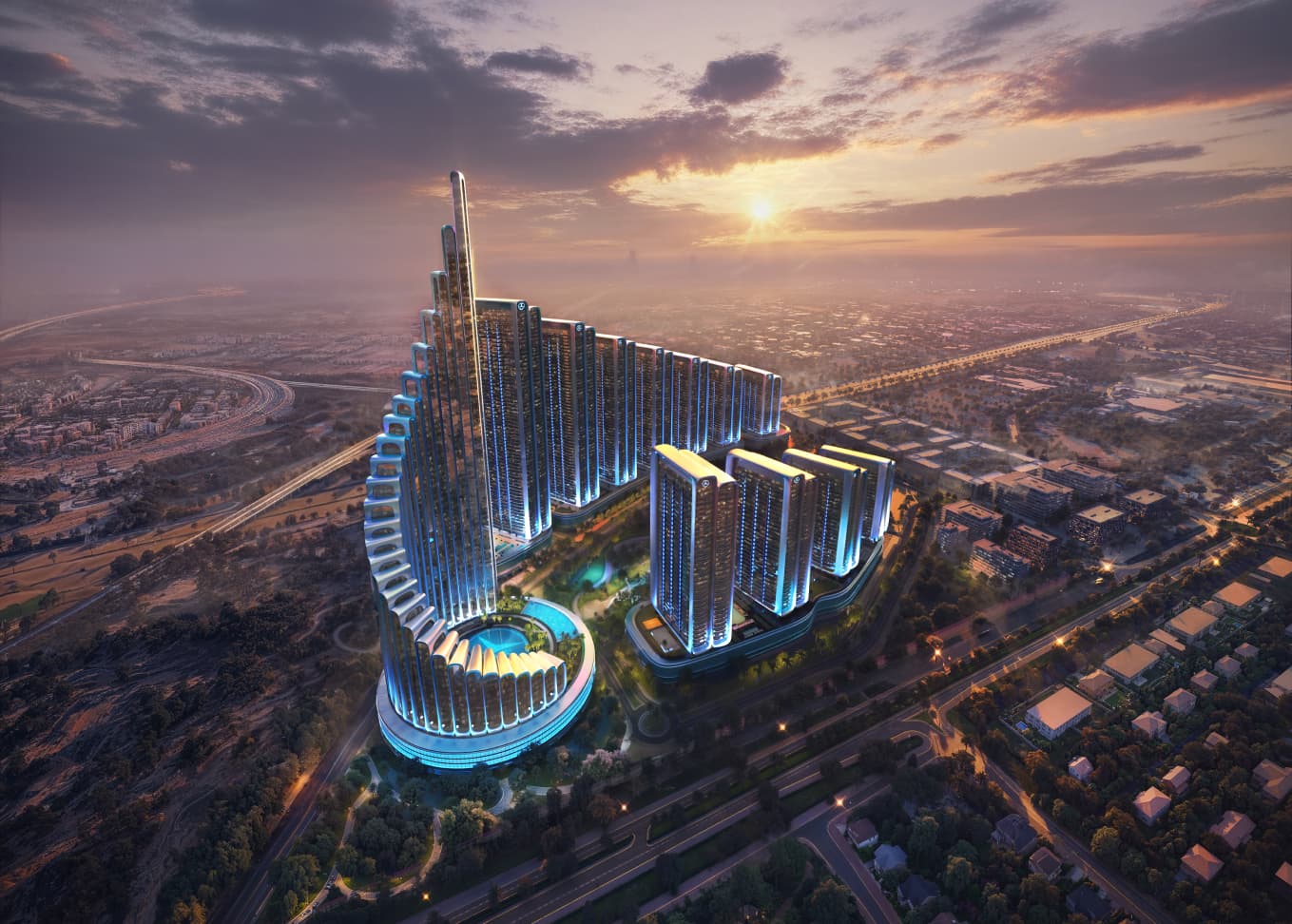 mercedes benz places binghatti city in Dubai by Binghatti-Developers