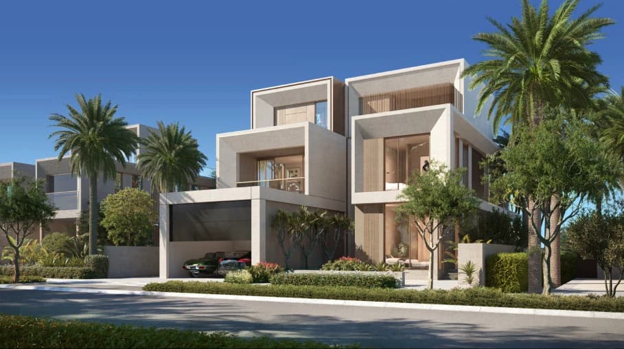 Luxury villa exterior with private pool — for illustration purposes only