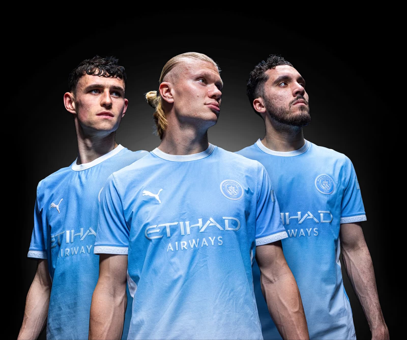 Manchester City first-team players in club kit