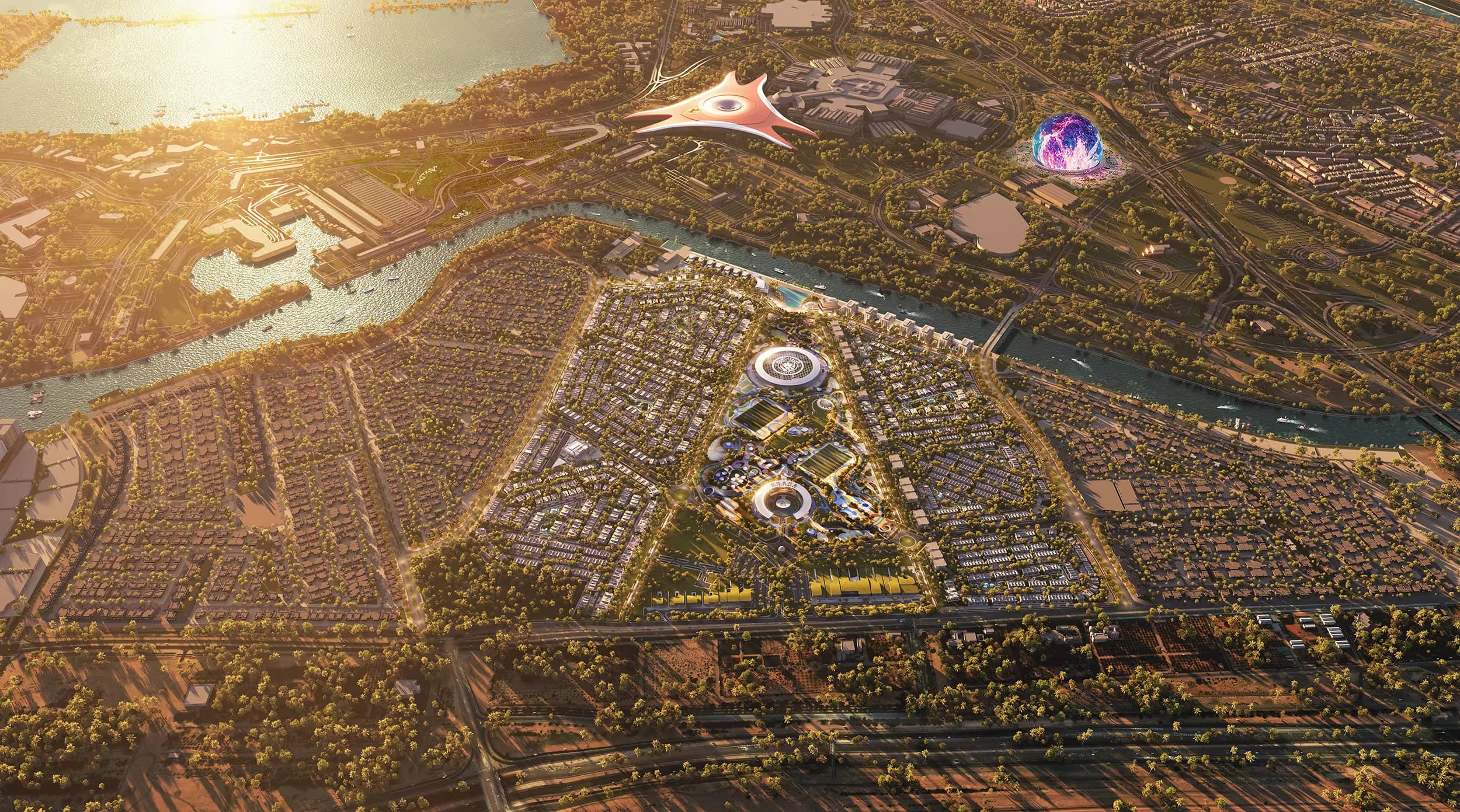 Manchester City Yas Residences masterplan with nearby Yas Island landmarks