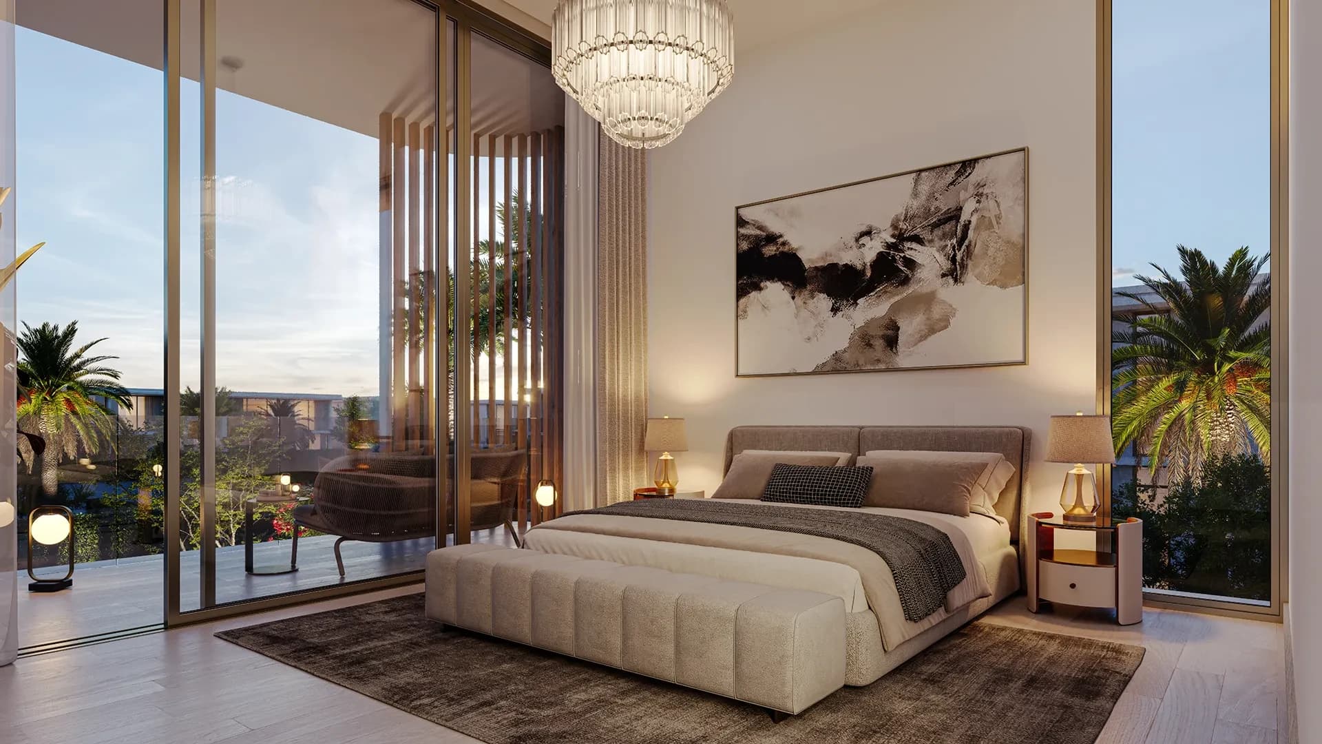 5 Bedroom Villa master bedroom at Manchester City Yas Residences