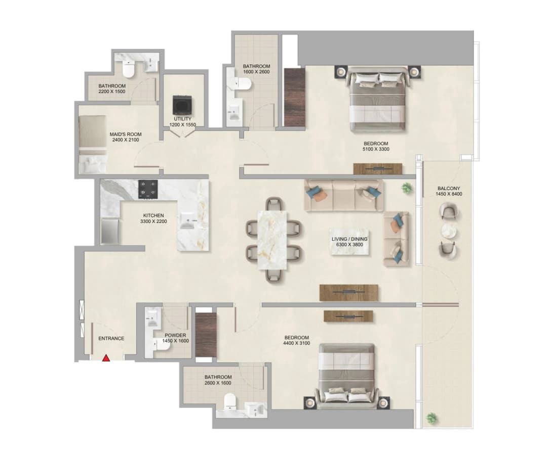 Sobha Skyparks 2 Bedroom Apartment